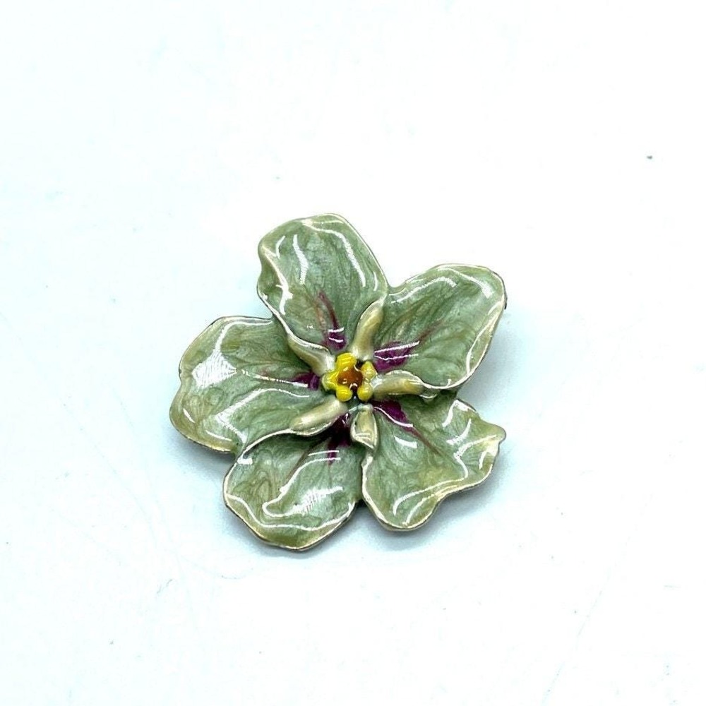 Vintage Enamel Dogwood Blossom Flower Brooch‎ Pin Alzheimer's Association SPRING